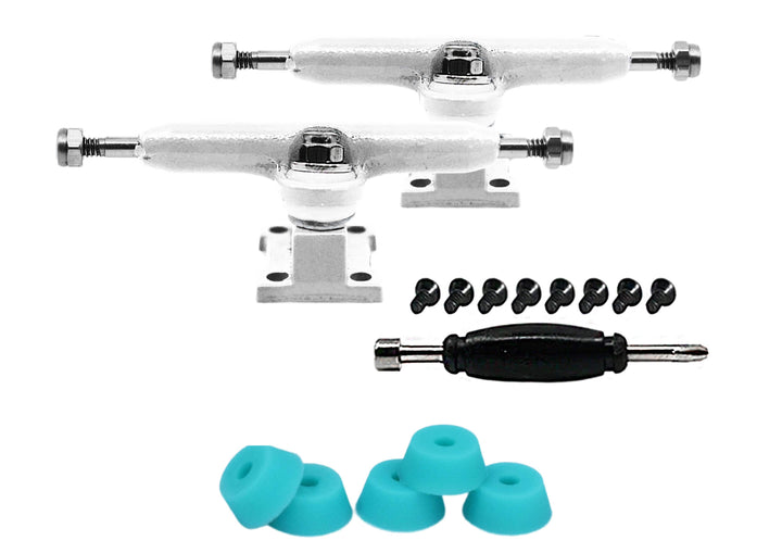 Teak Tuning Professional Shaped Prodigy Trucks,  White Colorway - 32mm Wide White