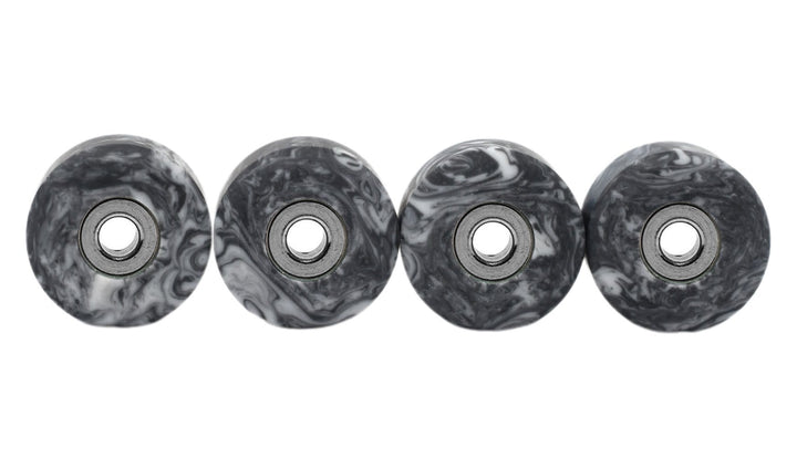 Teak Tuning Apex 71D Urethane Fingerboard Wheels, New Street Shape, Ultra Spin Bearings - Grey & White Swirl Colorway - Set of 4