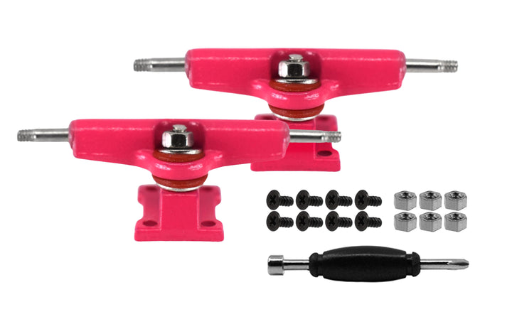 Teak Tuning Fingerboard Mini Trucks with Standard Tuning, Pink - 29mm Width Pink