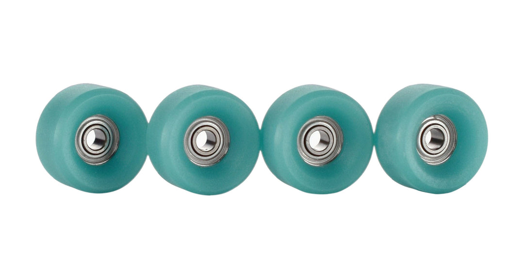 Teak Tuning Slim Bowl Fingerboard Wheels - 61D Urethane, ABEC-9 Bearings - Teak Teal Colorway