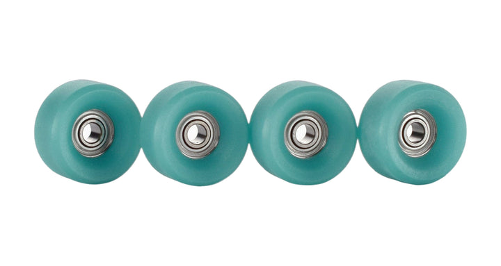 Teak Tuning Slim Bowl Fingerboard Wheels - 61D Urethane, ABEC-9 Bearings - Teak Teal Colorway