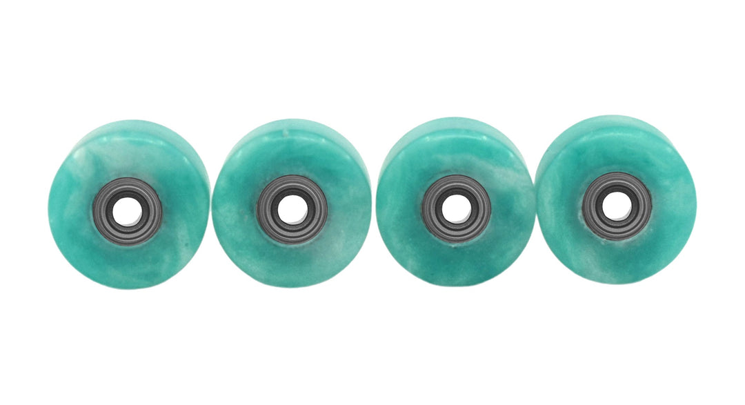 Teak Tuning Apex Urethane Fingerboard Wheels, New Street Style, Geode Series - ABEC-9 Stealth Bearings - 77D - Amazonite Swirl Colorway