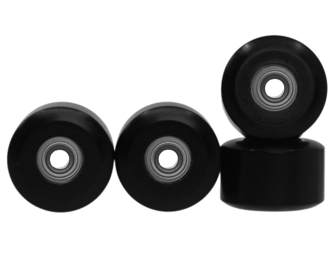 Teak Tuning Apex 85D Premium Plastic Fingerboard Wheels, New Street Shape - Premium ABEC-9 Stealth Bearings - Black Ice Colorway - Set of 4