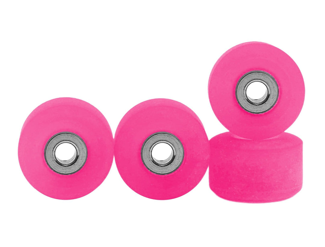 Teak Tuning Apex 61D Urethane Fingerboard Wheels, New Street Shape, Ultra Spin Bearings - Pink Glow Colorway - Set of 4