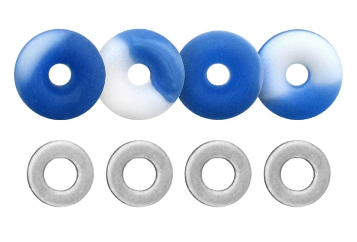 Teak Tuning O-Ring Bushings Pro Duro Series - Multiple Durometers - Blue & White Swirl 71A