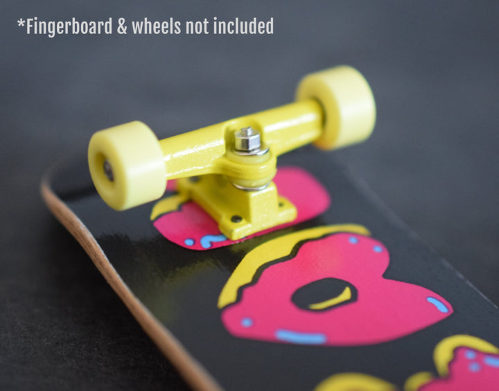 Teak Tuning Fingerboard Mini Trucks with Standard Tuning, Yellow - 29mm Width Yellow