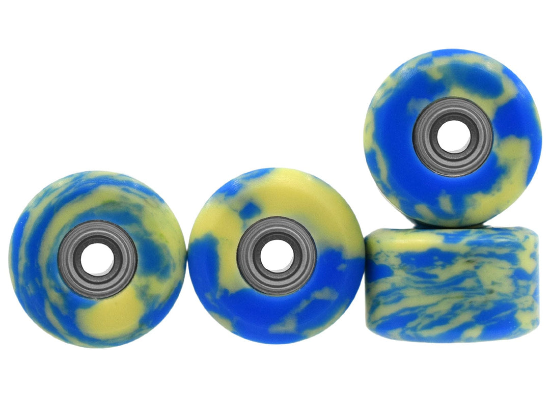 Teak Tuning *LIMITED RUN* Apex 65D All Terrain Polymer (ATP) Fingerboard Wheels, New Street Shape - Digital Swirls, Limited Series - Premium ABEC-9 Stealth Bearings - Sundaze Swirls Colorway - Set of 9