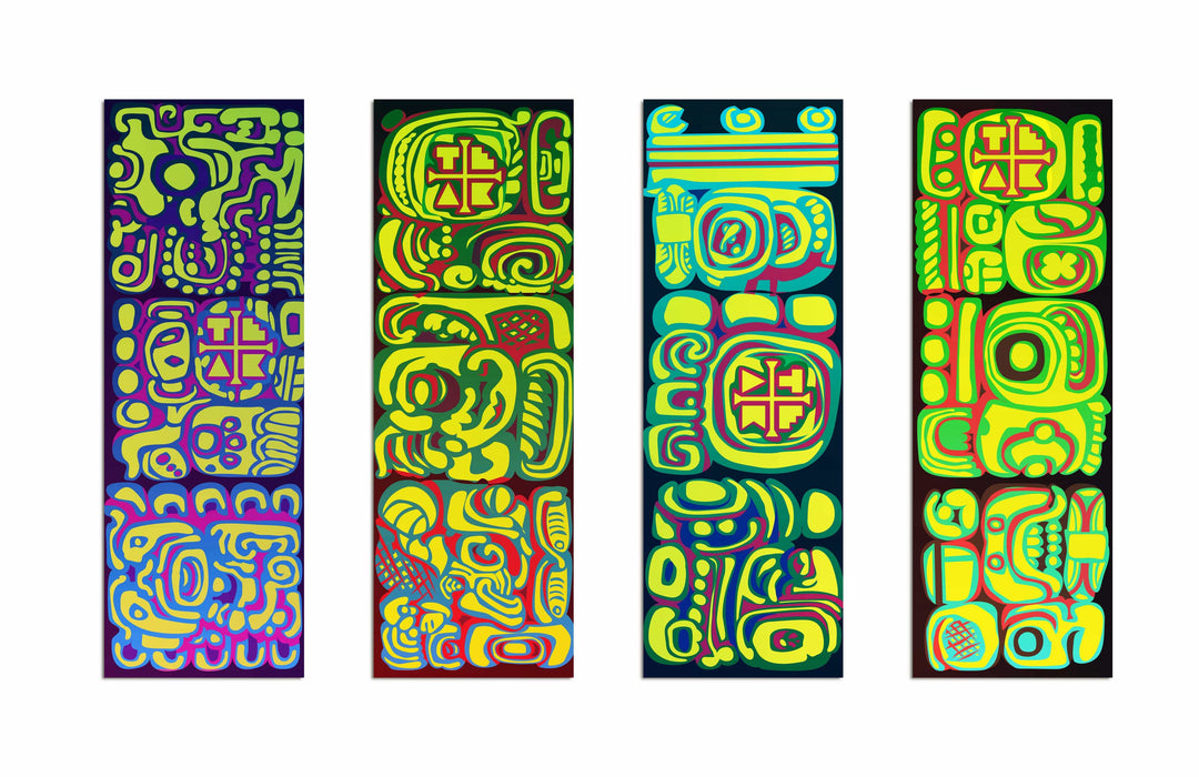 Teak Tuning Mayan Carvings Collection (4 Wraps) - Artist Collaboration Deck Graphic Wrap Set - 35mm x 110mm