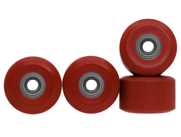 Teak Tuning Apex 65D All Terrain Polymer (ATP) Fingerboard Wheels, New Street Shape - Premium ABEC-9 Stealth Bearings - Scarlet Colorway - Set of 4