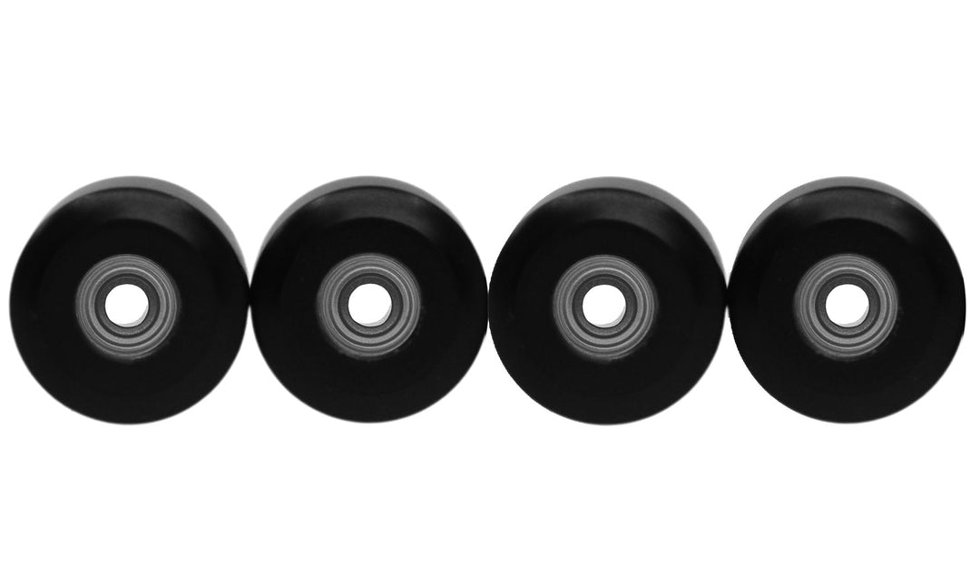 Teak Tuning Apex 85D Premium Plastic Fingerboard Wheels, New Street Shape - Premium ABEC-9 Stealth Bearings - Black Ice Colorway - Set of 4