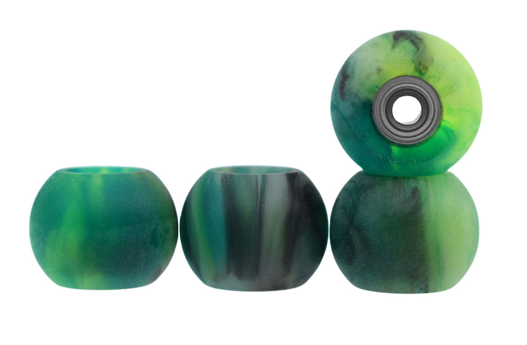 Teak Tuning Apex 61D Urethane Fingerboard Wheels, Globe Shape, ABEC-9 Stealth Bearings - Nebula Colorway - Set of 4