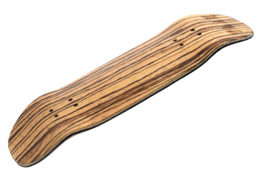 Teak Tuning PROlific Wooden 5 Ply Fingerboard Boxy Deck 32x96mm - Zebrawood - with Black Mid Ply