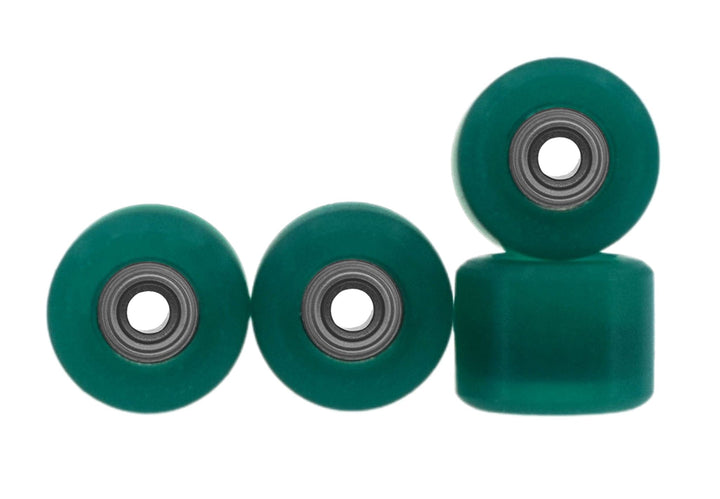 Teak Tuning Apex 71D Urethane Fingerboard Wheels, Mini "Shorty" Shape, Premium ABEC-9 Stealth Bearings - Jade Green Colorway - Set of 4