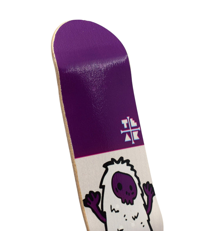 Teak Tuning Heat Transfer Graphic Wooden Fingerboard Deck, "Purple Yeti" - 32mm x 97mm