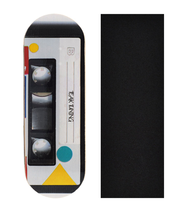 Teak Tuning Heat Transfer Graphic Wooden Fingerboard Deck, "Cassette Tape" - 32mm x 97mm