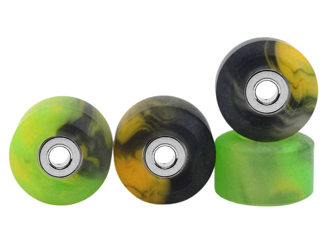 Teak Tuning Apex 61D Urethane Fingerboard Wheels, New Street Shape, Ultra Spin Bearings - Spooky Swirl Colorway - Set of 4