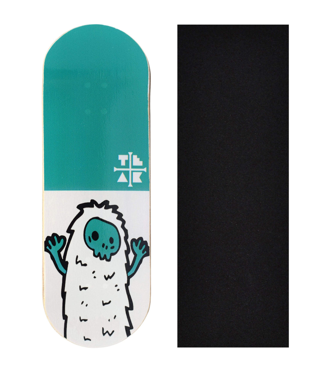 Teak Tuning Heat Transfer Graphic Wooden Fingerboard Deck, "Teal Yeti" - 32mm x 97mm