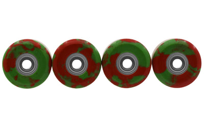 Teak Tuning *LIMITED RUN* Apex 65D All Terrain Polymer (ATP) Fingerboard Wheels, New Street Shape - Digital Swirls, Limited Series - Premium ABEC-9 Stealth Bearings - Poisoned Apple Colorway - Set of 6