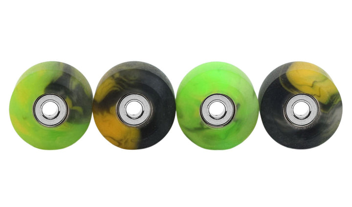 Teak Tuning Apex 61D Urethane Fingerboard Wheels, New Street Shape, Ultra Spin Bearings - Spooky Swirl Colorway - Set of 4