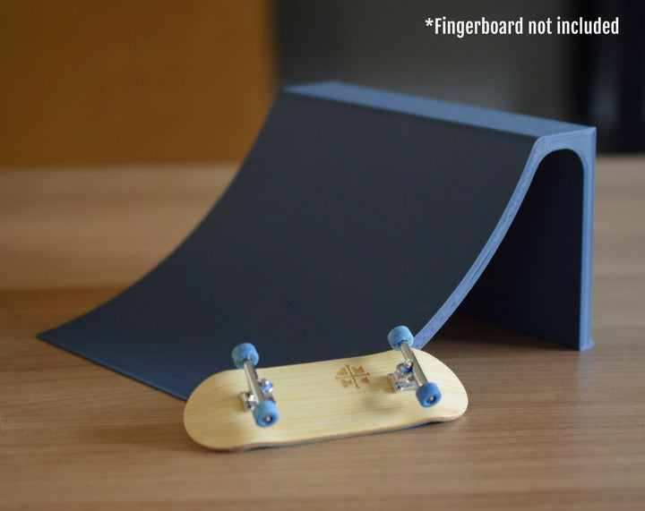 Teak Tuning Fingerboard Quarter Pipe - 6" x 6" x 3" - Blue Steel Colorway