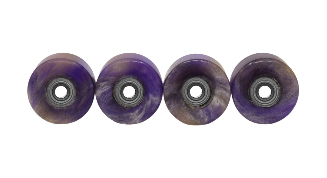 Teak Tuning Apex Urethane Fingerboard Wheels, New Street Style, Geode Series - ABEC-9 Stealth Bearings - 77D - Grape Agate Swirl Colorway