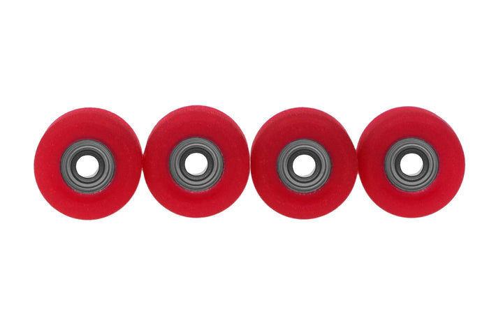 Teak Tuning Apex 71D Urethane Fingerboard Wheels, Mini "Shorty" Shape, Premium ABEC-9 Stealth Bearings - Cherry Red Colorway - Set of 4