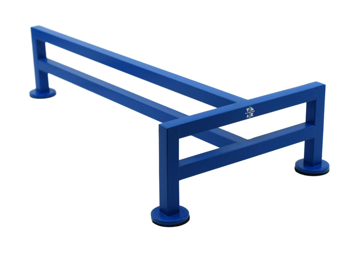 Teak Tuning Fence Style, T-Shaped Fingerboard Rail, 12" Long - Steel Construction - Cobalt Blue