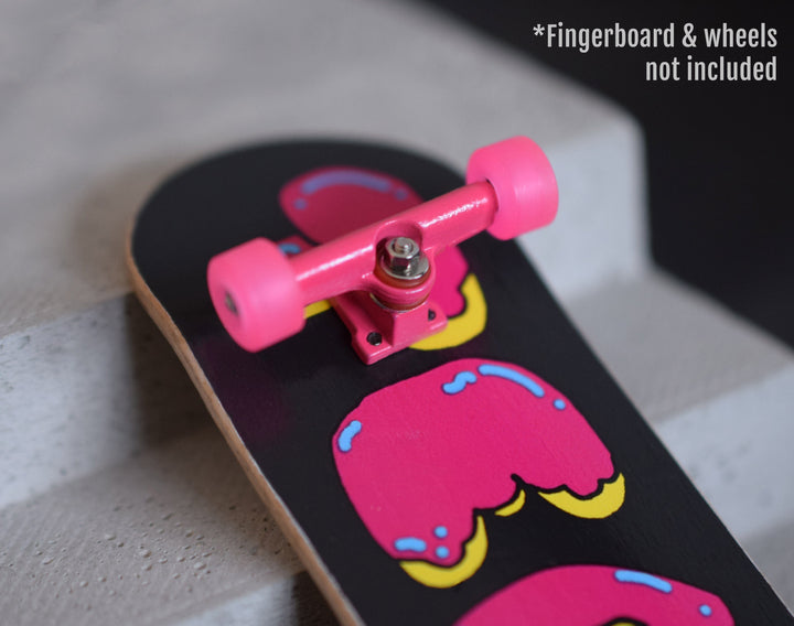 Teak Tuning Fingerboard Mini Trucks with Standard Tuning, Pink - 29mm Width Pink