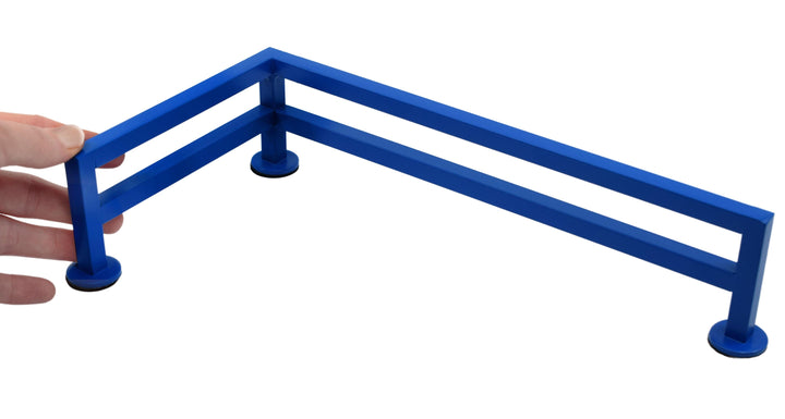 Teak Tuning Fence Style, L-Shaped Fingerboard Rail, 11" Long - Steel Construction - Cobalt Blue