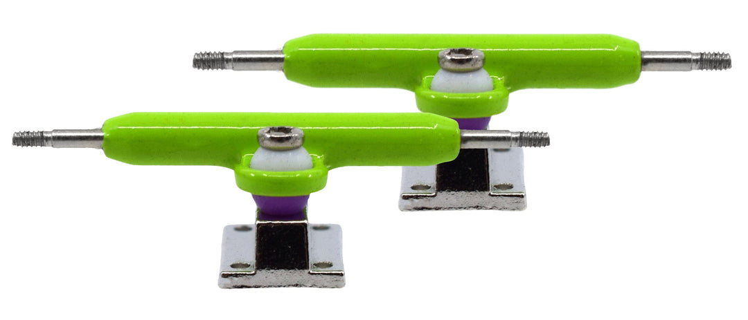 Teak Tuning Prodigy Pro Inverted Fingerboard Trucks, 34mm - Lime Green & Silver Colorway