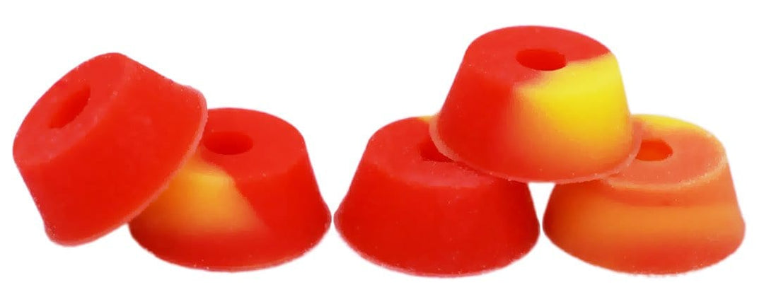Teak Tuning Bubble Bushings Pro Duro Series - Multiple Durometers - Red and Yellow Swirl 61A