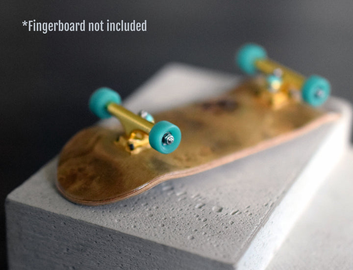 Teak Tuning Slim Bowl Fingerboard Wheels - 61D Urethane, ABEC-9 Bearings - Teak Teal Colorway