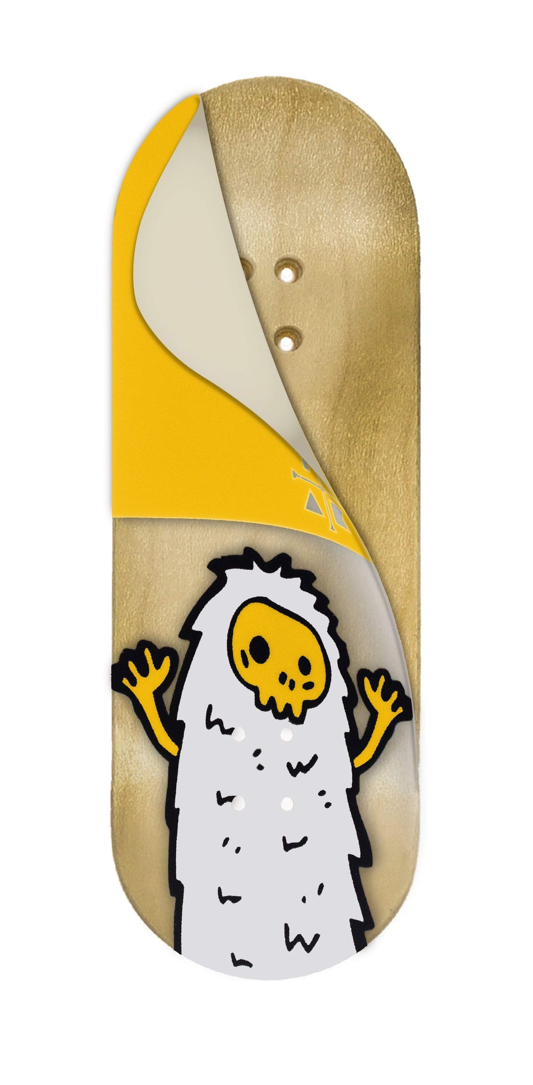 Teak Tuning Teak Swap Fingerboard Deck & Graphic Wrap - "Yellow Yeti" - 32mm x 97mm