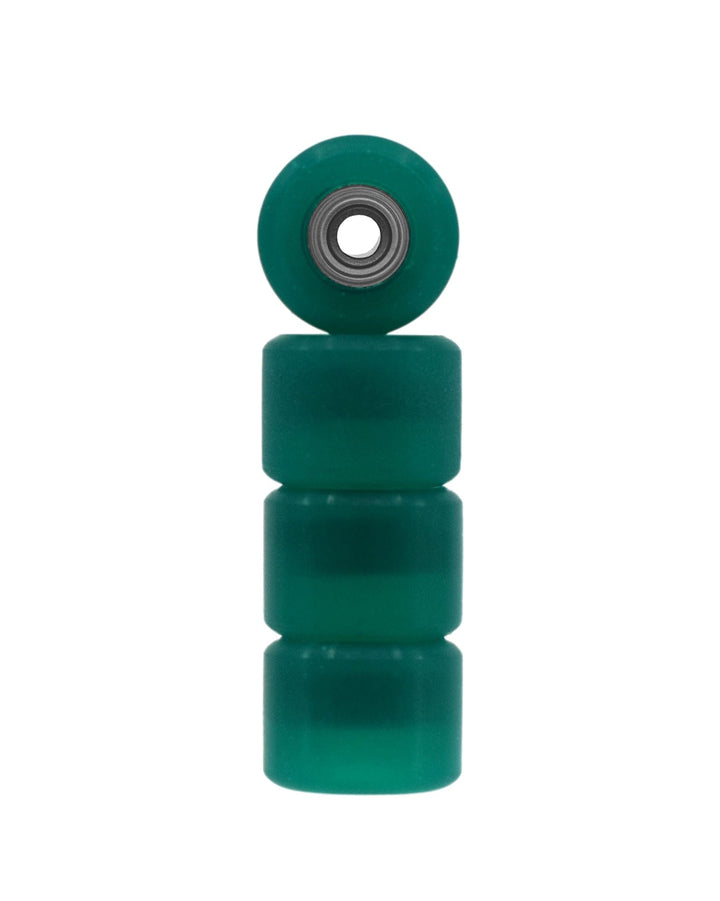 Teak Tuning Apex 71D Urethane Fingerboard Wheels, Mini "Shorty" Shape, Premium ABEC-9 Stealth Bearings - Jade Green Colorway - Set of 4