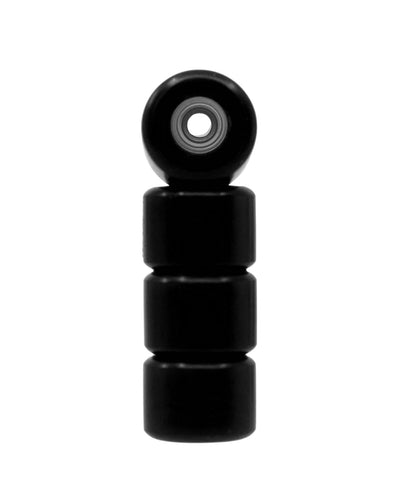 Teak Tuning Apex 85D Performance Plastic Fingerboard Wheels, Mini "Shorty" Shape - Premium ABEC-9 Stealth Bearings - Black Ice Colorway - Set of 4