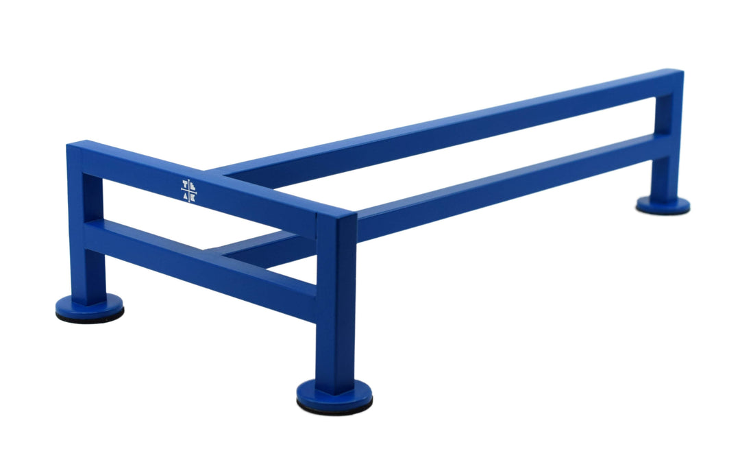 Teak Tuning Fence Style, T-Shaped Fingerboard Rail, 12" Long - Steel Construction - Cobalt Blue