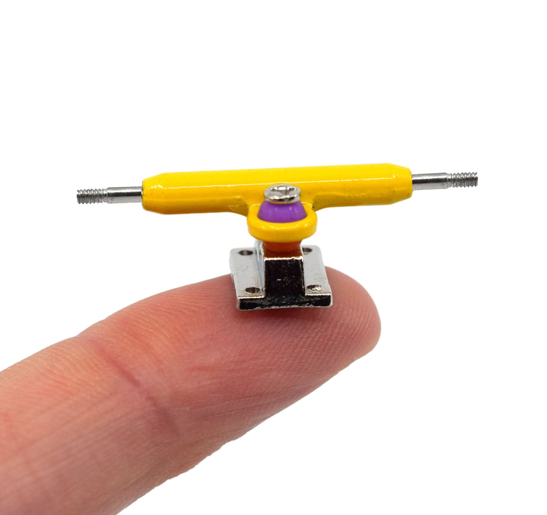 Teak Tuning Prodigy Pro Inverted Fingerboard Trucks, 34mm - Yellow &amp; Silver Colorway