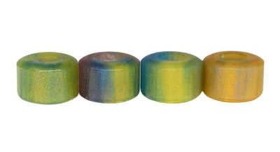 Teak Tuning Apex Urethane Fingerboard Wheels, New Street Style, Geode Series - ABEC-9 Stealth Bearings - 77D - Mystic Topaz Colorway
