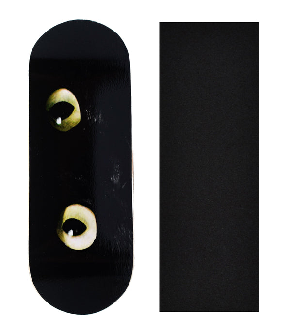 Heat Transfer Graphic Wooden Fingerboard Deck, "Midnight Stare" - 34mm x 97mm