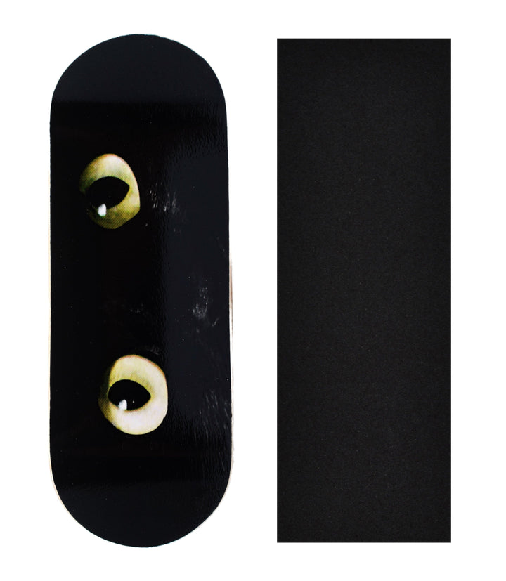 Teak Tuning Heat Transfer Graphic Wooden Fingerboard Deck, "Midnight Stare" - 34mm x 97mm