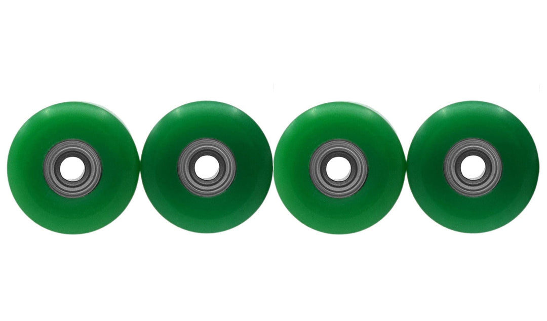 Teak Tuning Apex 85D Premium Plastic Fingerboard Wheels, New Street Shape - Premium ABEC-9 Stealth Bearings - Kelly Green Colorway - Set of 4