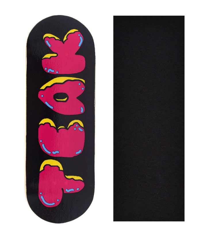 Teak Tuning Heat Transfer Graphic Wooden Fingerboard Deck, "Donut Teak Logo" - 32mm x 97mm