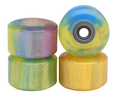 Teak Tuning Apex Urethane Fingerboard Wheels, New Street Style, Geode Series - ABEC-9 Stealth Bearings - 77D - Mystic Topaz Colorway