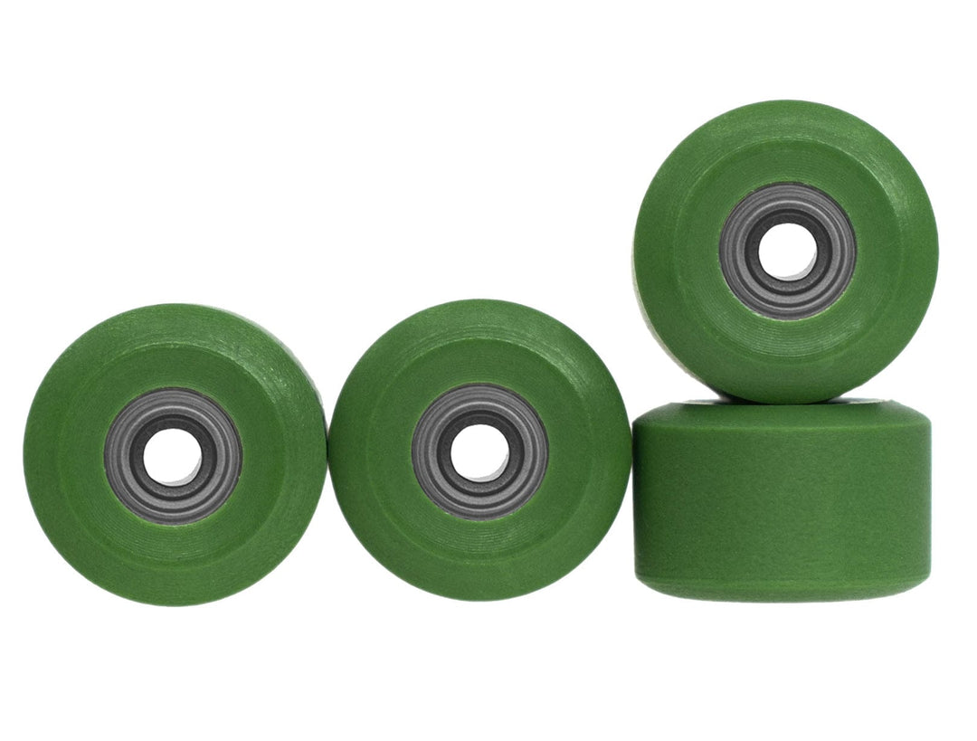 Teak Tuning Apex 65D All Terrain Polymer (ATP) Fingerboard Wheels, New Street Shape - Premium ABEC-9 Stealth Bearings - Avocado Colorway - Set of 4