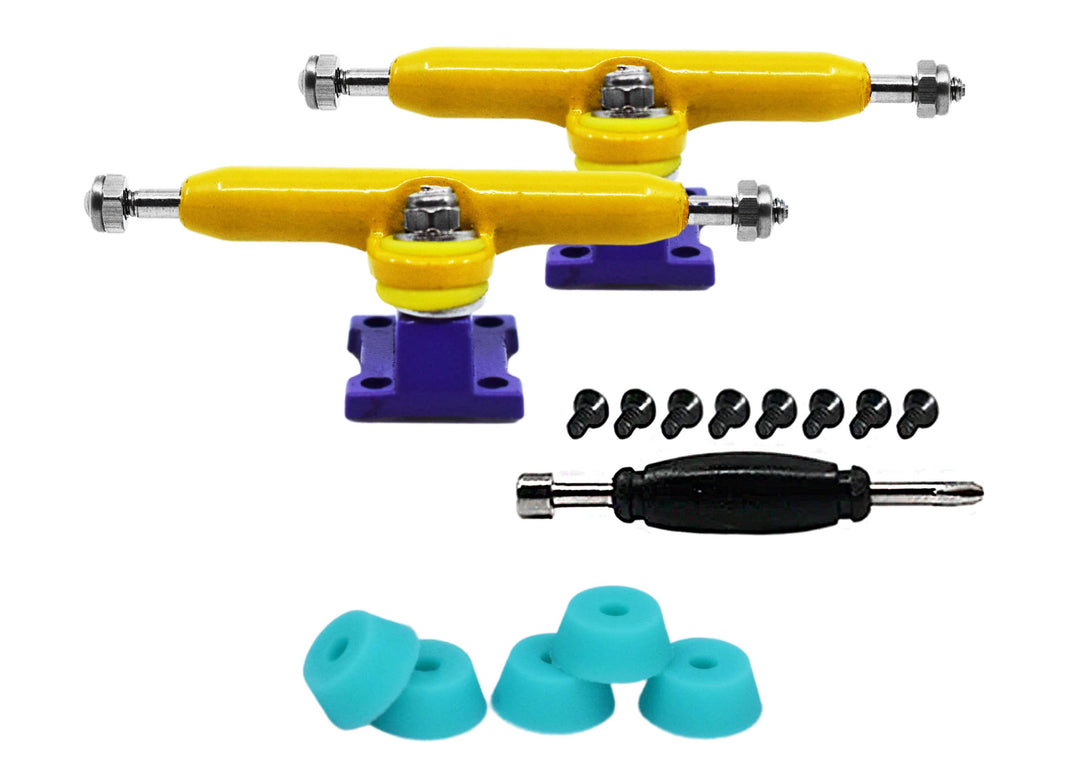 Teak Tuning Professional Shaped Prodigy Trucks, Yellow and Purple "Fruit Punch" Colorway - 32mm Wide Fruit Punch Colorway