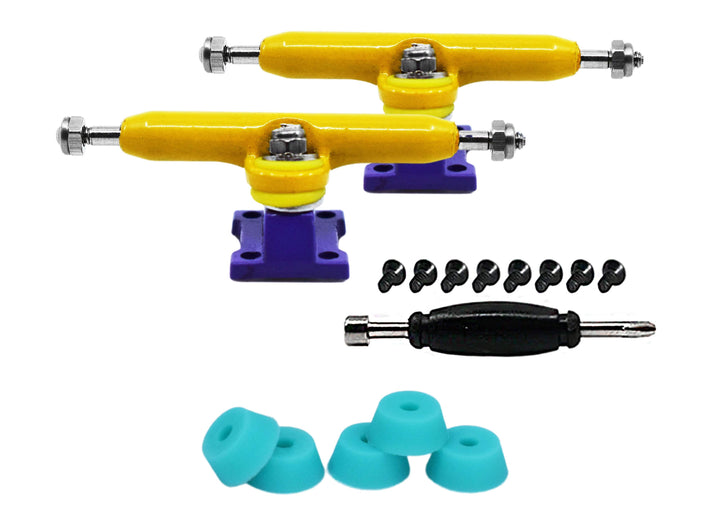 Teak Tuning Professional Shaped Prodigy Trucks, Yellow and Purple "Fruit Punch" Colorway - 32mm Wide Fruit Punch Colorway