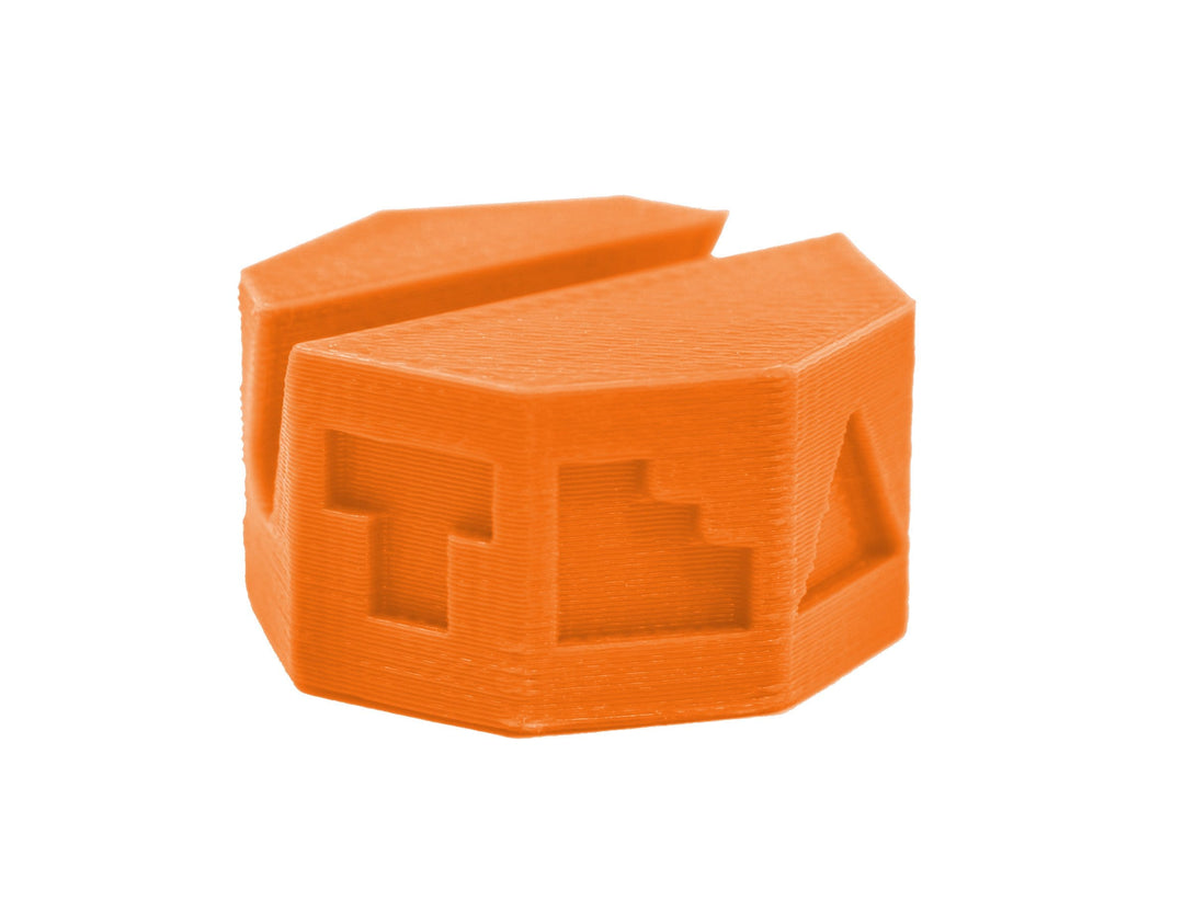 Teak Tuning Fingerboard Display Stand - Octagon Edition - Tangerine Colorway