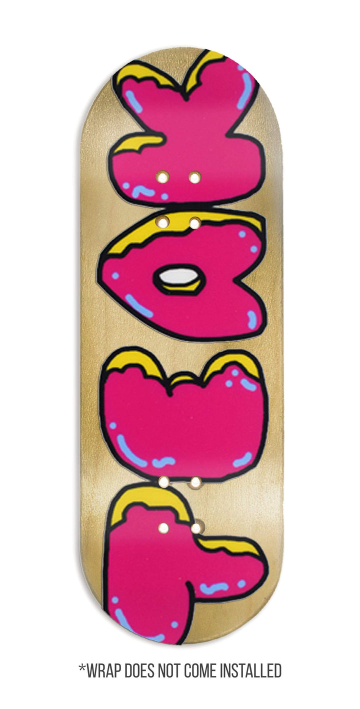Teak Tuning Teak Swap Fingerboard Deck & Graphic Wrap - "Donut Logo, Pink" - 32mm x 97mm