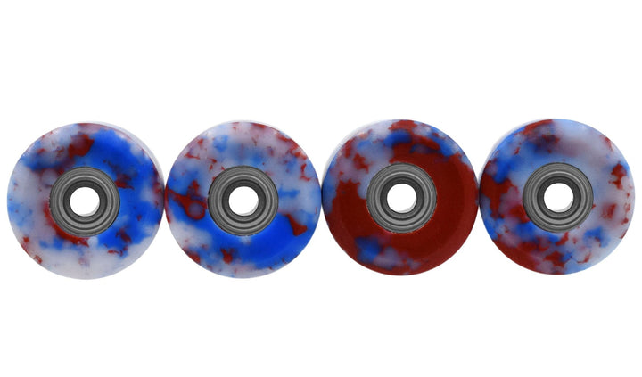 Teak Tuning *LIMITED RUN* Apex 65D All Terrain Polymer (ATP) Fingerboard Wheels, New Street Shape - Digital Swirls, Limited Series - Premium ABEC-9 Stealth Bearings - Firecracker Swirl Colorway - Set of 7