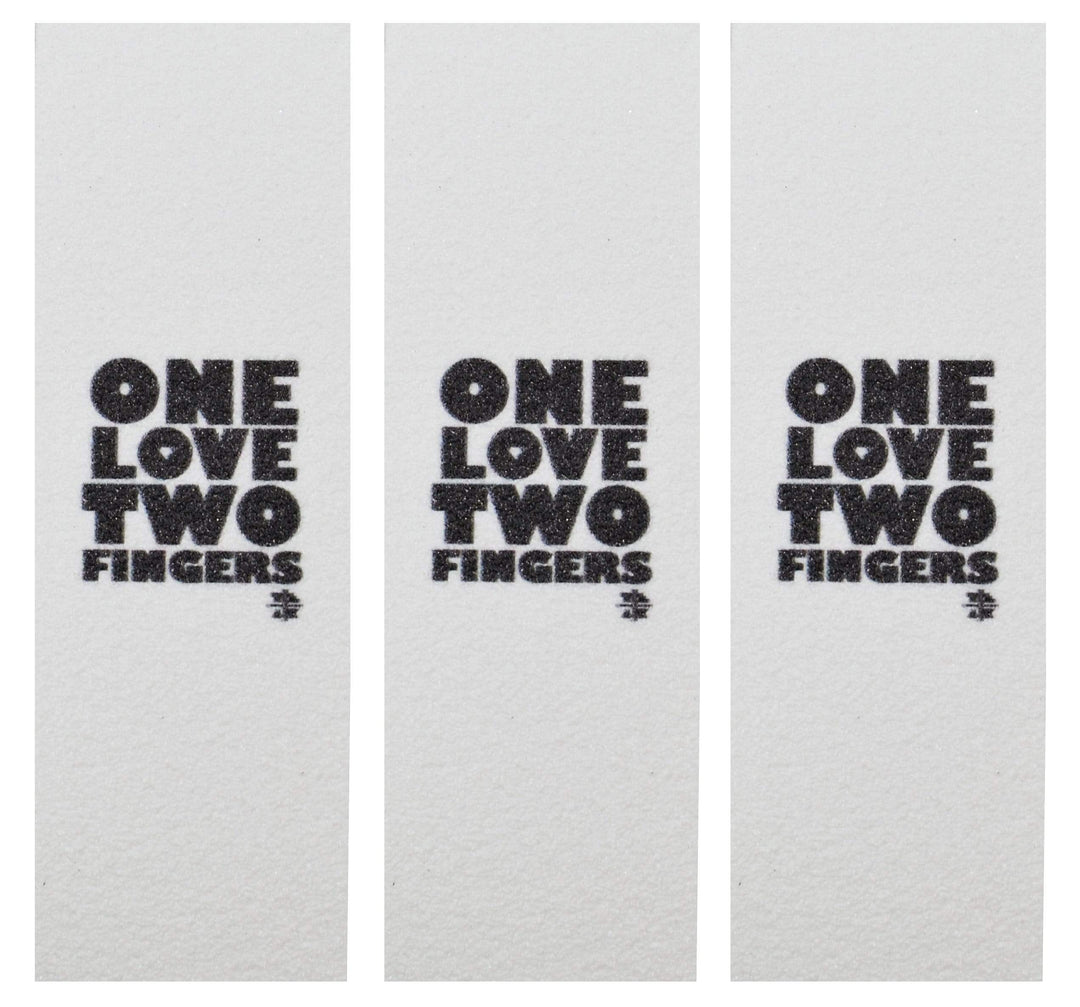 Teak Tuning 3PK Fingerboard Skate Grip Tape, "One Love, Two Fingers" Edition - 38mm x 114mm